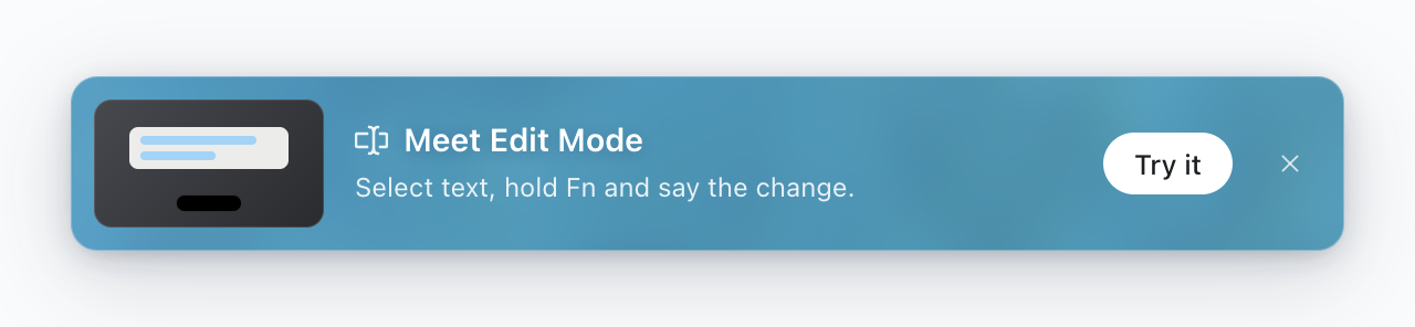 The Edit Mode card in Settings