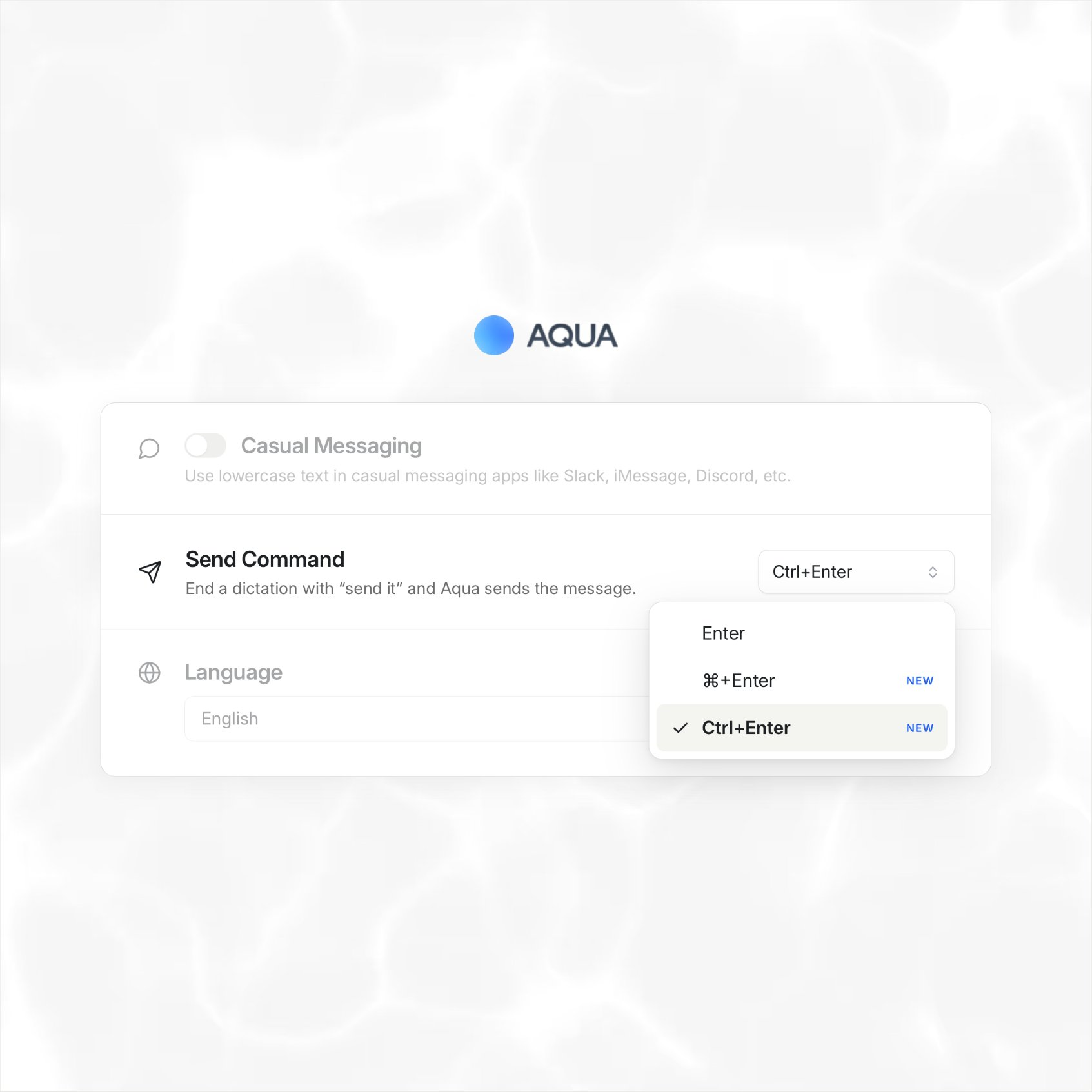 Send Command setting with Enter, Command-Enter, and Control-Enter options